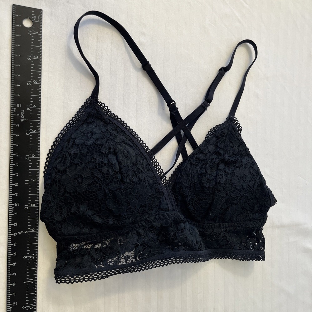 Xhilaration Women's Lace Bandeau Bra S Small Black Longline Bralette - Picture 9 of 10